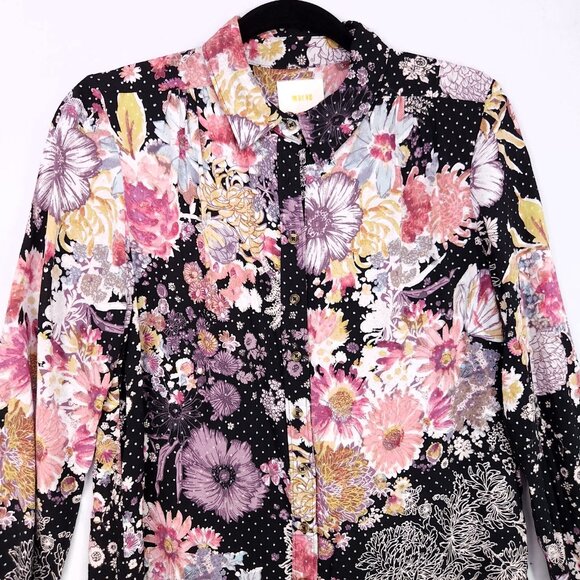 Anthropologie Maeve Autumnal Tunic Top Size XS Button Up Oversized Floral Boho - Picture 4 of 15